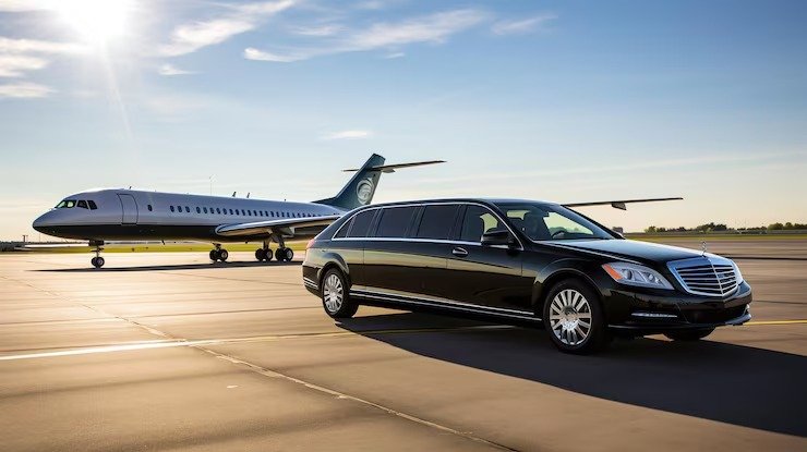 Business executive enjoying chauffeur-driven car in Ellicott City Maryland