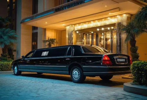 Night-out limousine ride through College Park city lights